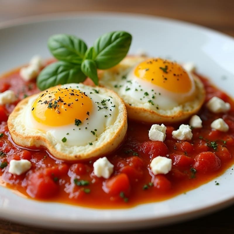 Poached Eggs in Rich Tomato and Bell Pepper Sauce
