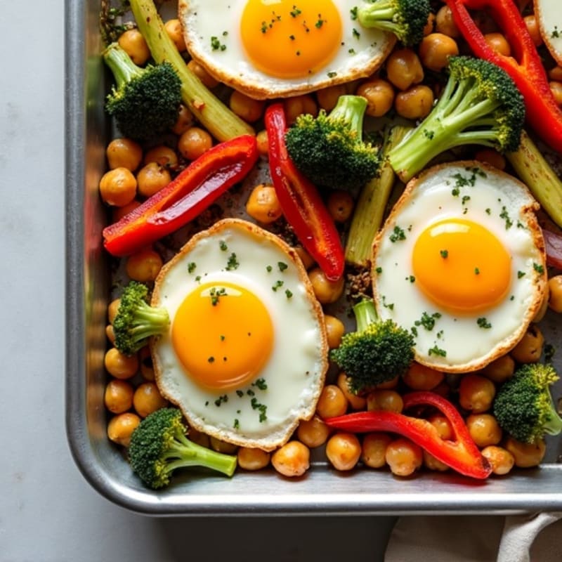 Sheet Pan Roasted Vegetables with Baked Eggs