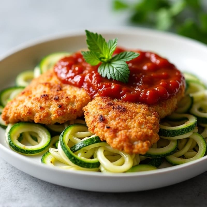 Crispy Chicken with Marinara and Zucchini Noodles