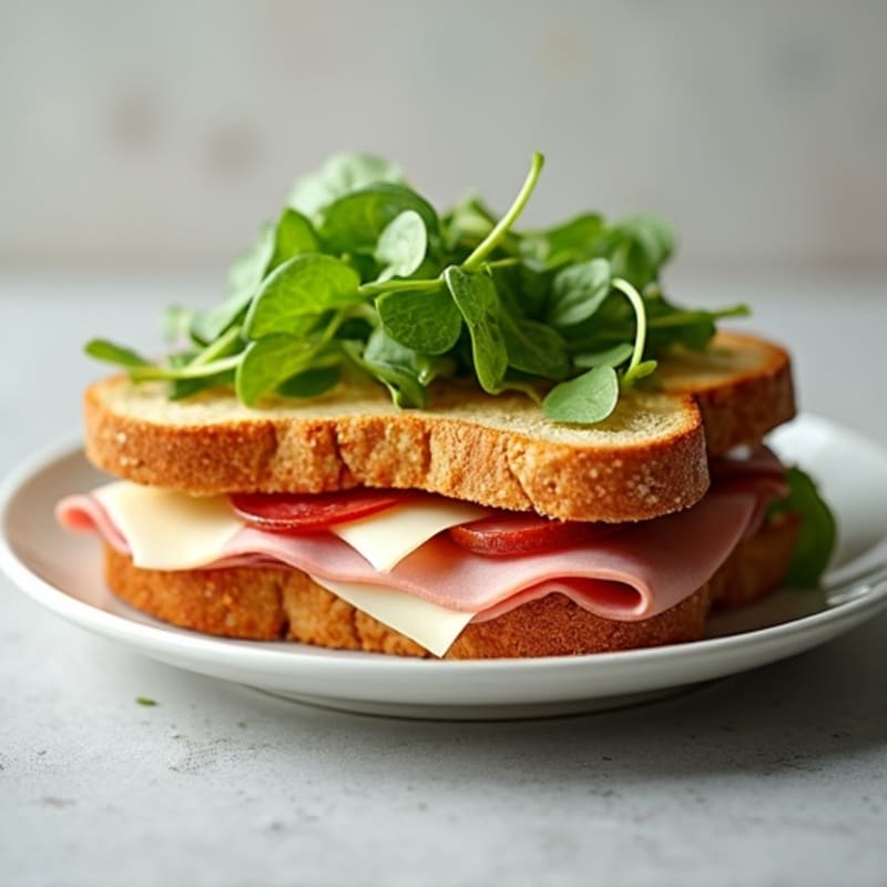 Lean Ham and Swiss Open-Face Melt with Fresh Greens