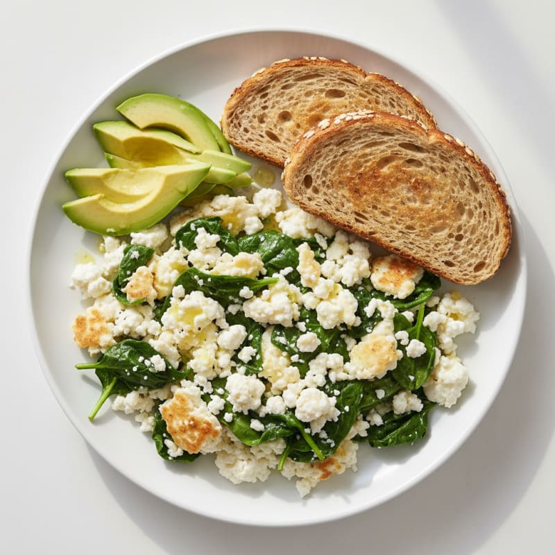 Egg White Scramble with Cottage Cheese and Spinach