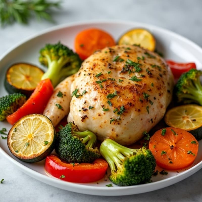 Lemon Herb Roasted Chicken with Crispy Roasted Vegetables