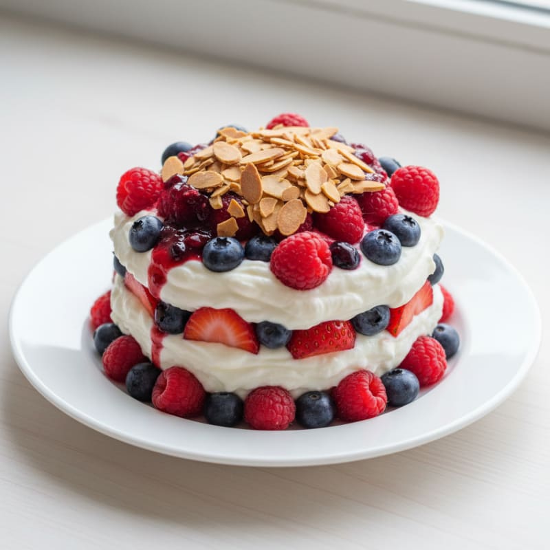 Greek Yogurt Protein Parfait with Mixed Berries and Almonds