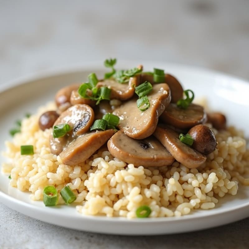 Creamy Mushroom Beef Stroganoff with Cauliflower Rice