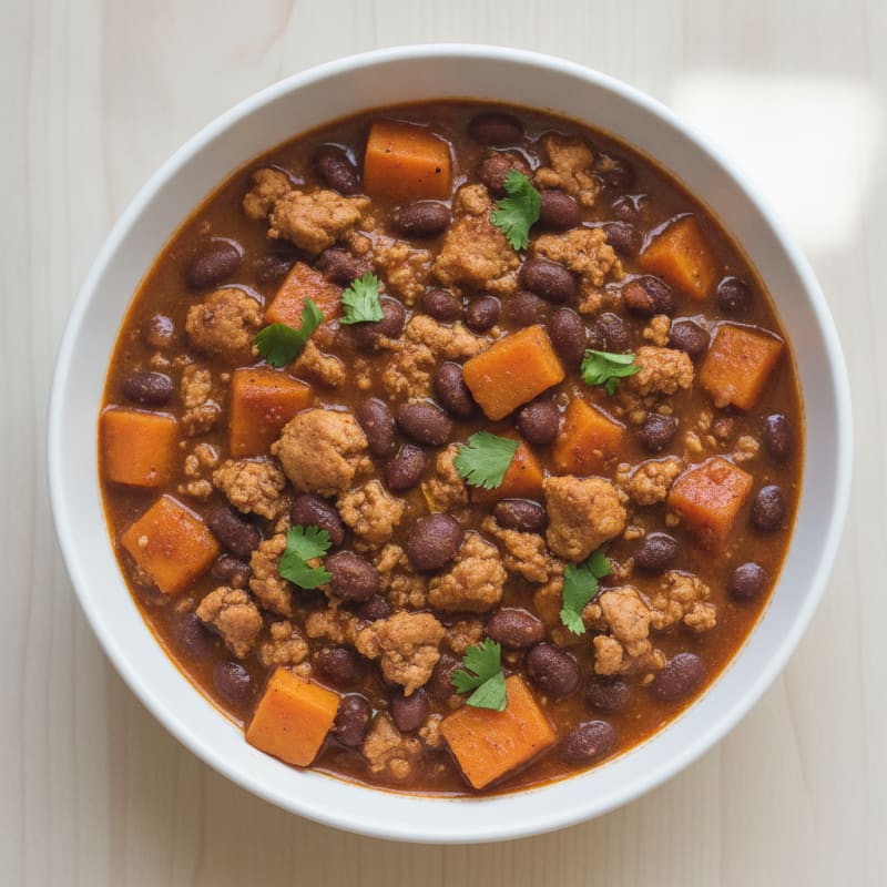 Sweet Potato and Black Bean Turkey Chili