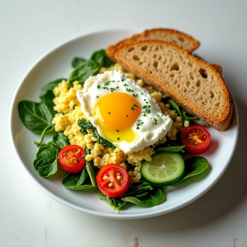 Egg White Spinach Scramble with Cottage Cheese
