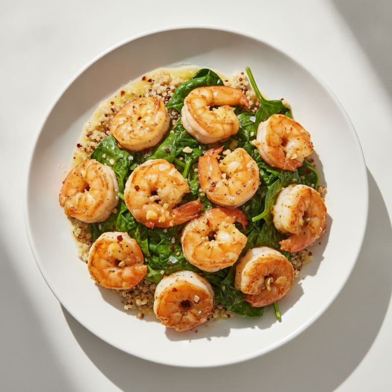 Garlic Shrimp with Sautéed Spinach