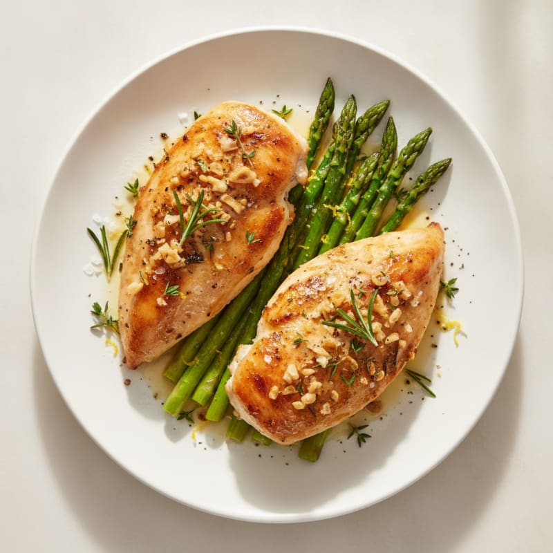 Garlic Herb Roasted Chicken with Asparagus