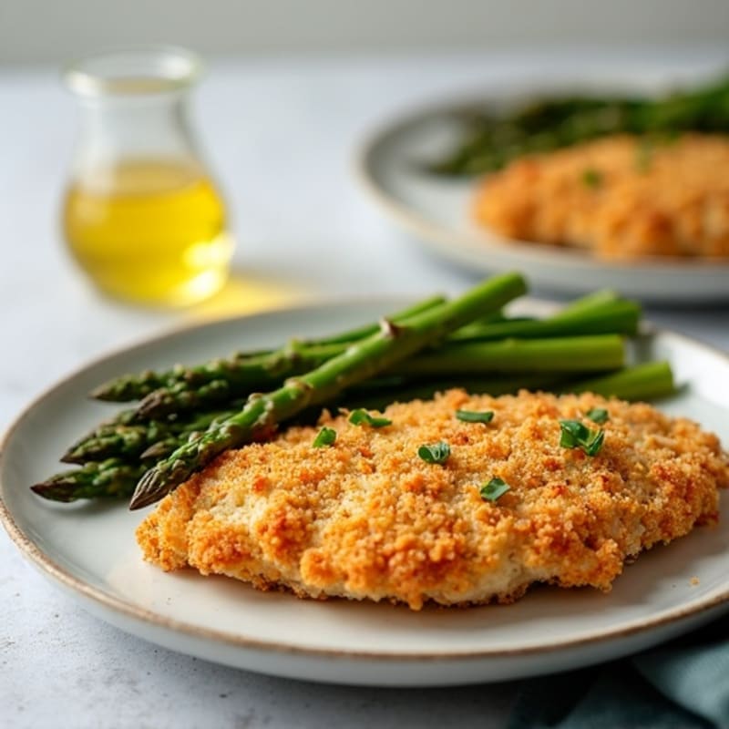 Crispy Baked Chicken Cutlets with Roasted Asparagus