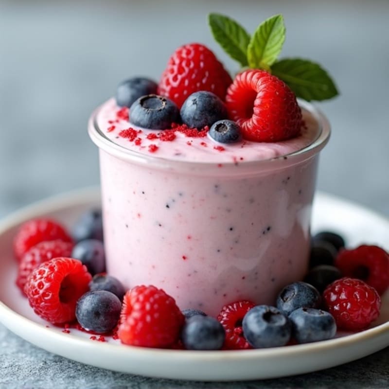 Greek Yogurt Protein Mousse with Mixed Berries