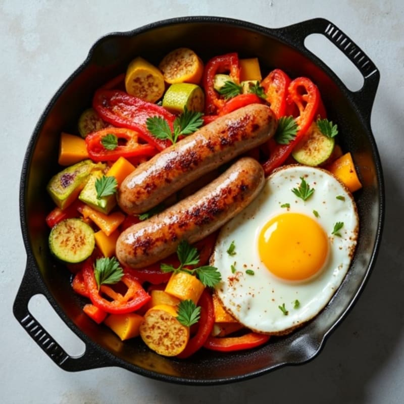 Savory Turkey Sausage and Egg Skillet with Roasted Vegetables