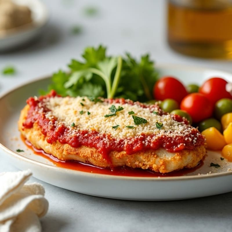 Healthy Crispy Chicken Parmesan with Roasted Vegetables