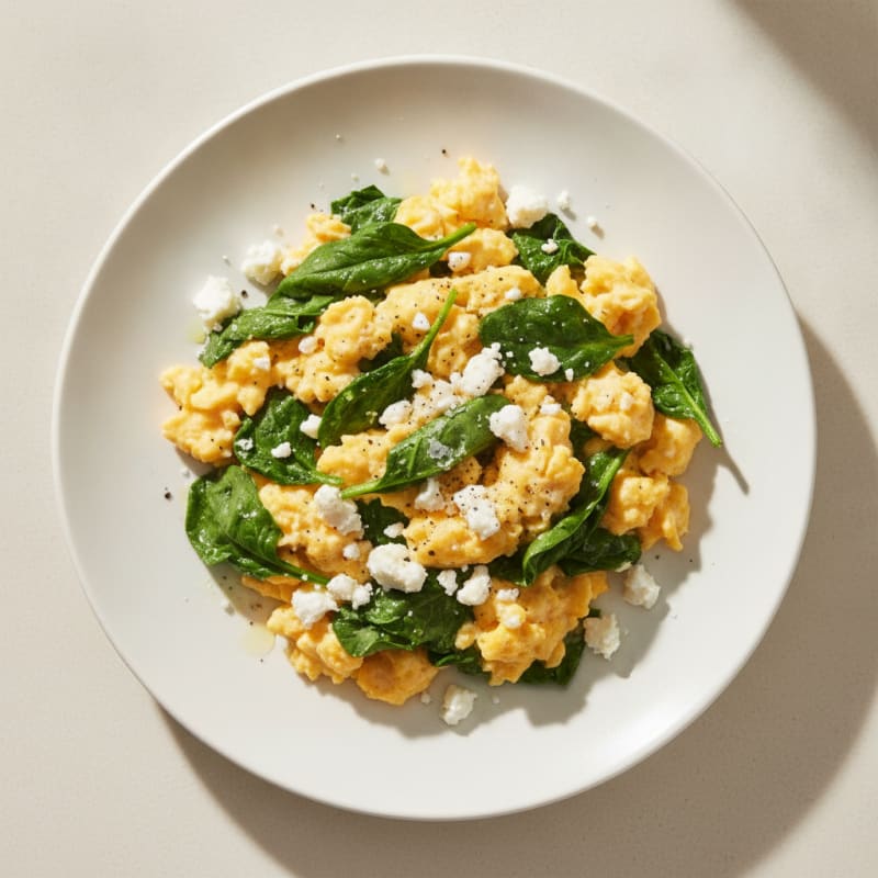 Scrambled Eggs with Spinach and Feta