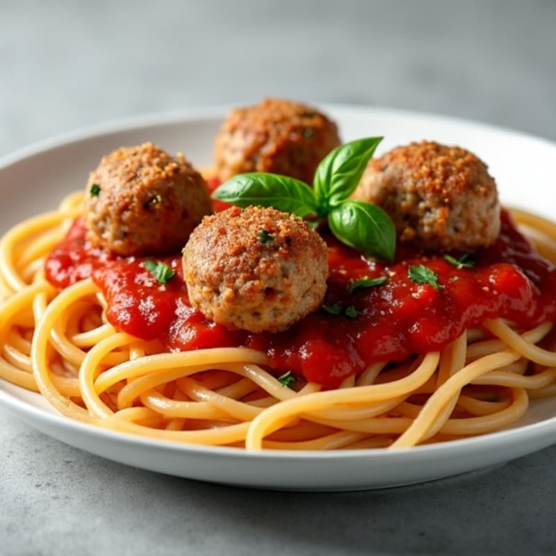 Tender Turkey Meatballs with Whole Wheat Spaghetti and Fresh Basil Marinara
