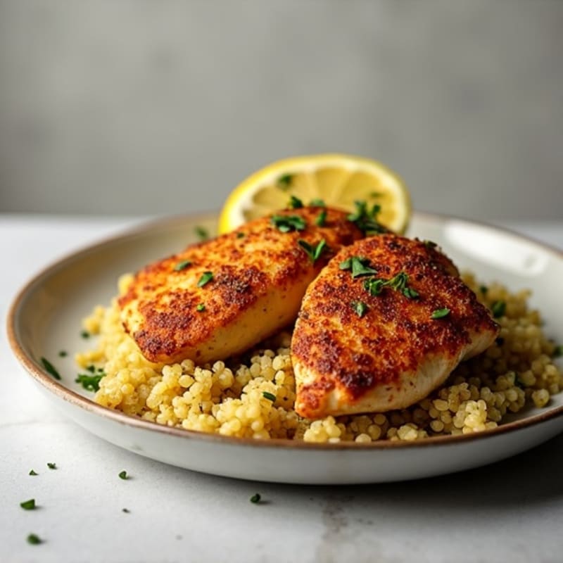 Spice-Crusted Blackened Chicken with Lemon Quinoa