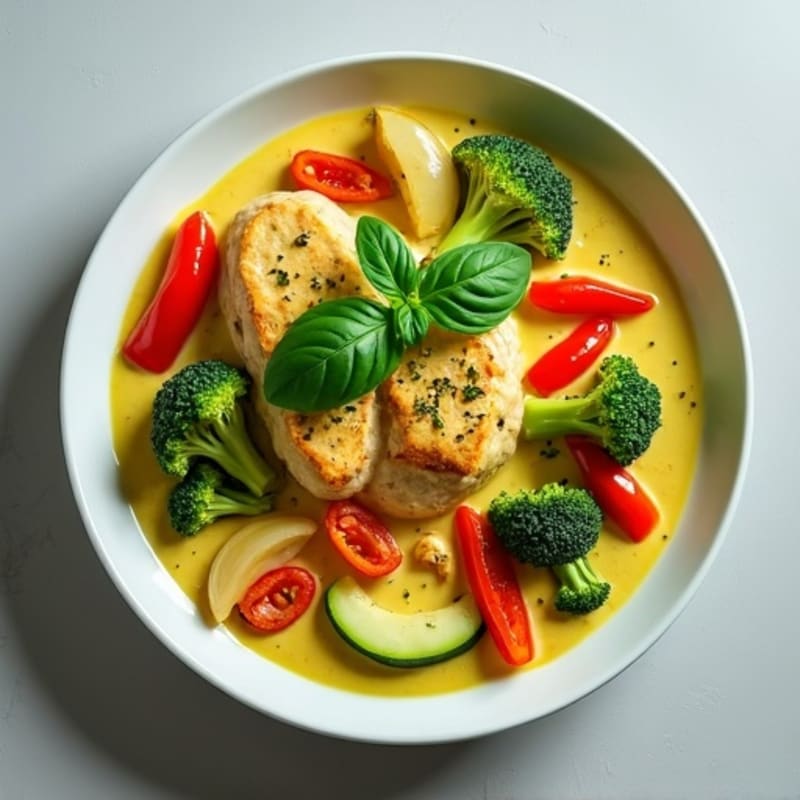 Creamy Coconut Chicken Green Curry with Fresh Vegetables