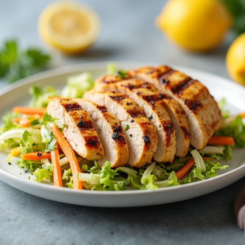Grilled Chicken Breast with Crunchy Cabbage Slaw