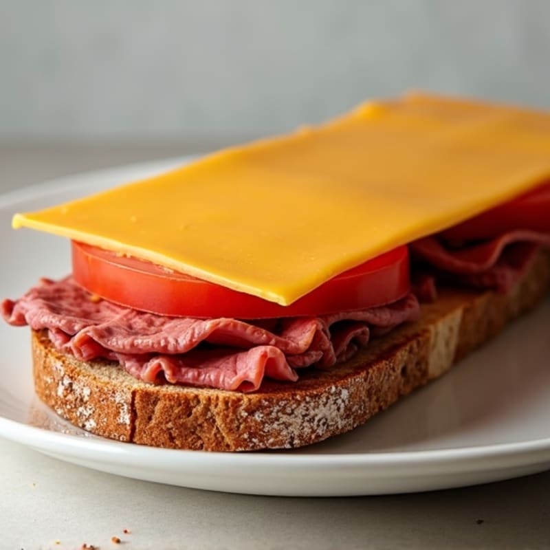 Lean Roast Beef and Sharp Cheddar Open-Face Sandwich