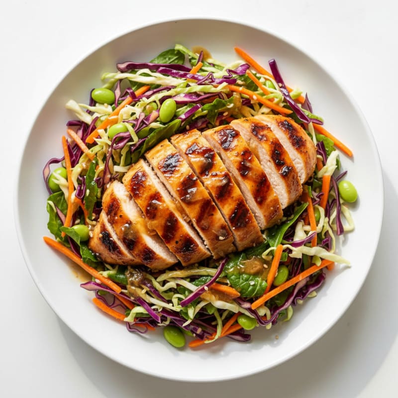 Ginger-Soy Grilled Chicken with Crunchy Cabbage Slaw