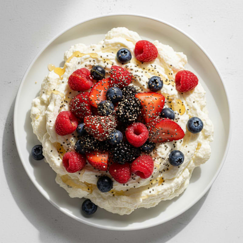 Greek Yogurt Protein Mousse with Mixed Berries