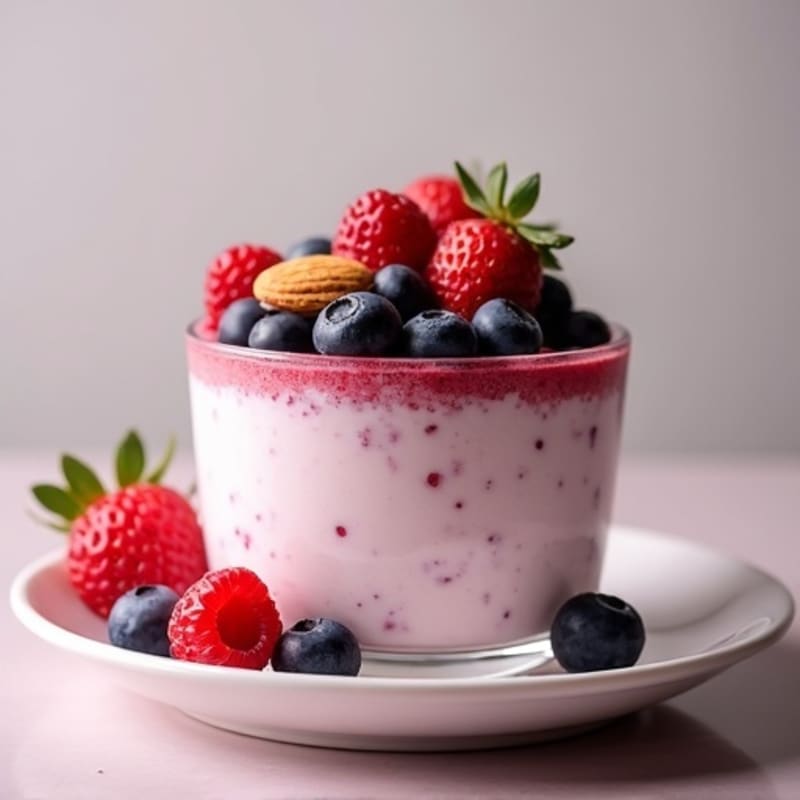 Greek Yogurt Protein Mousse with Mixed Berries