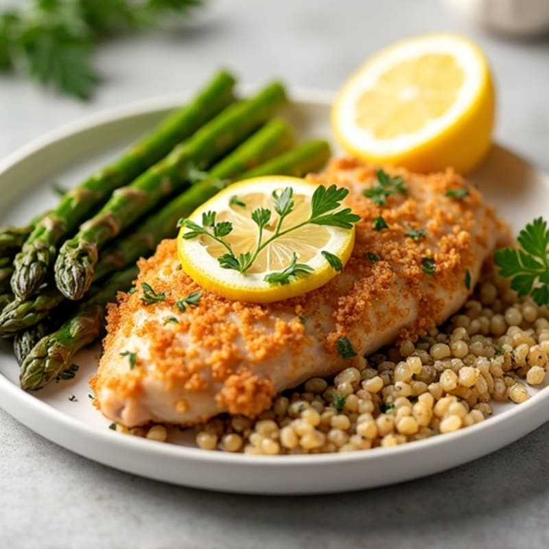 Crispy Lemon-Herb Chicken with Roasted Asparagus