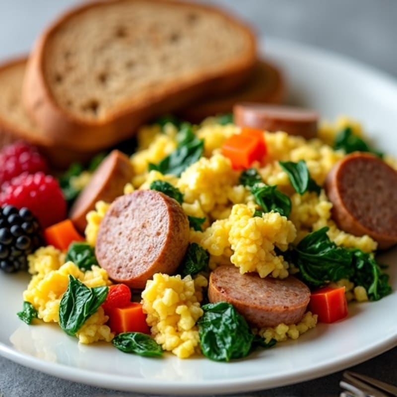 Egg White and Turkey Sausage Scramble with Spinach