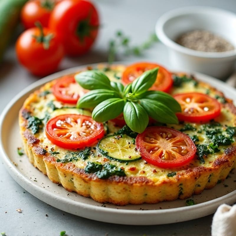 Fluffy Mediterranean Herb Frittata with Roasted Vegetables