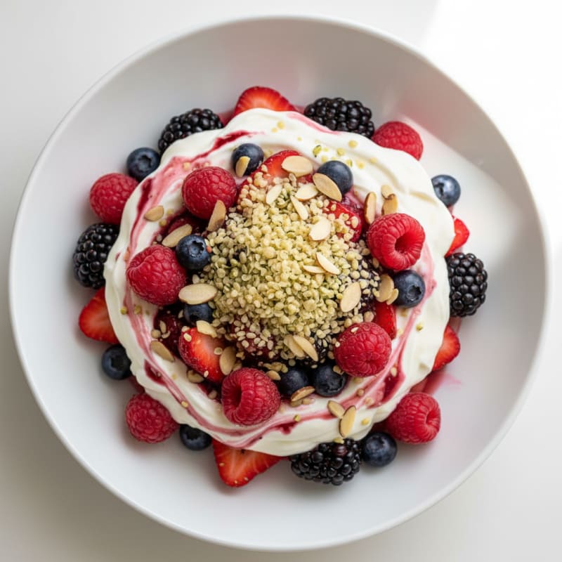 Greek Yogurt Protein Parfait with Mixed Berries