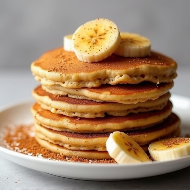 Fluffy Protein Banana Pancakes with Warm Spiced Bananas