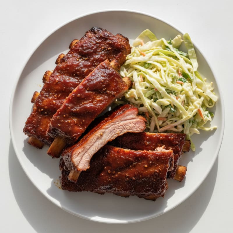 Smoked BBQ Pork Ribs with Tangy Slaw