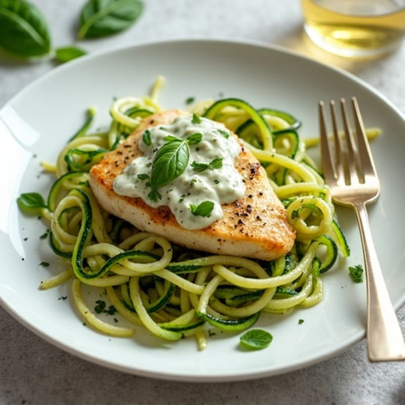 Creamy Pesto Chicken with Zucchini Noodles