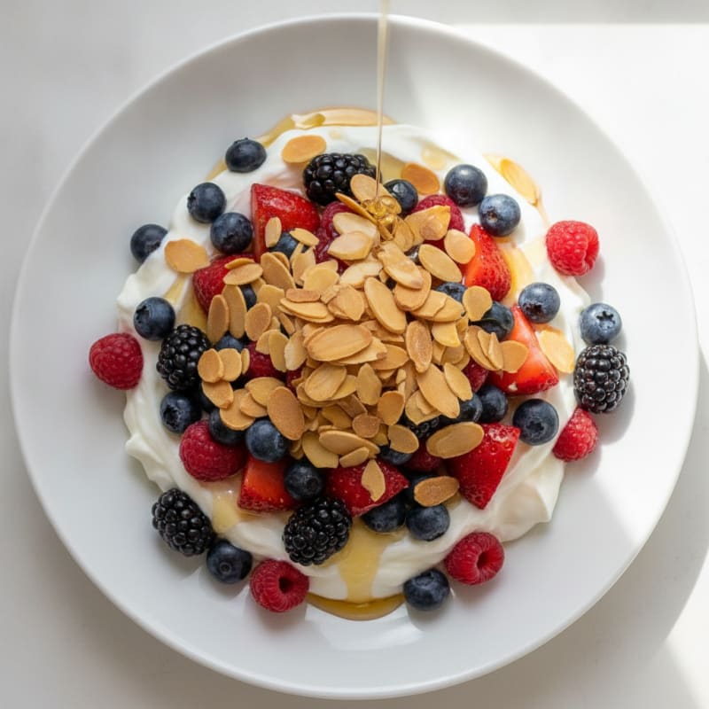 Creamy Greek Yogurt Parfait with Fresh Berries and Almonds