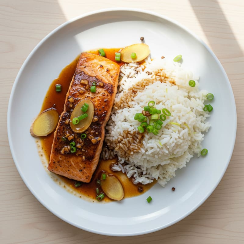 Soy-Glazed Salmon with Ginger Rice