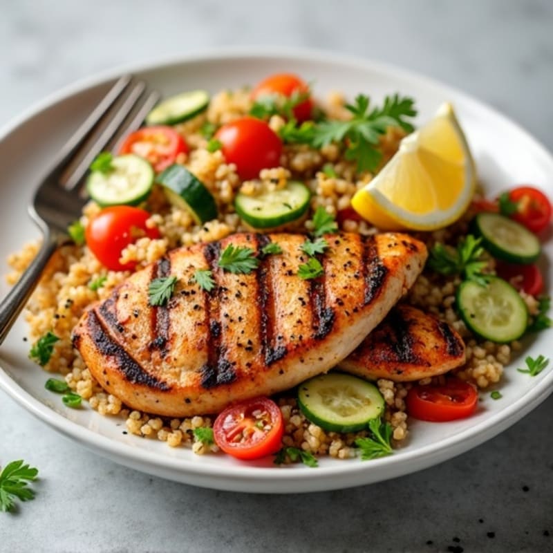 Grilled Chicken Breast with Crunchy Quinoa Salad