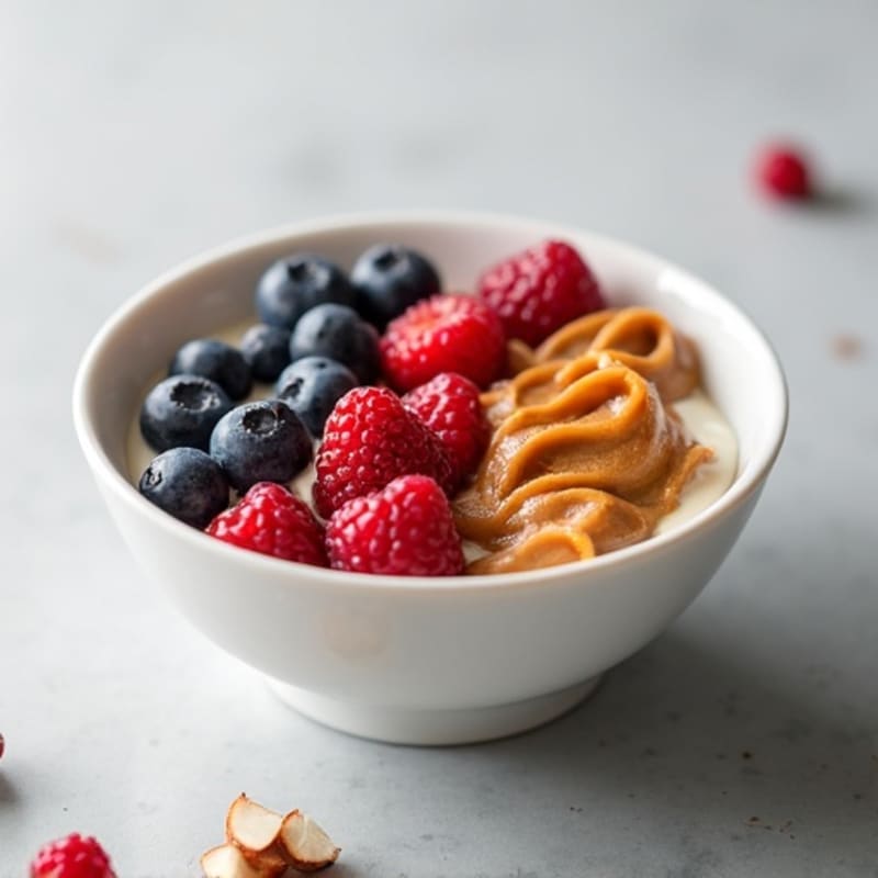 Greek Yogurt Protein Bowl with Mixed Berries and Almond Butter