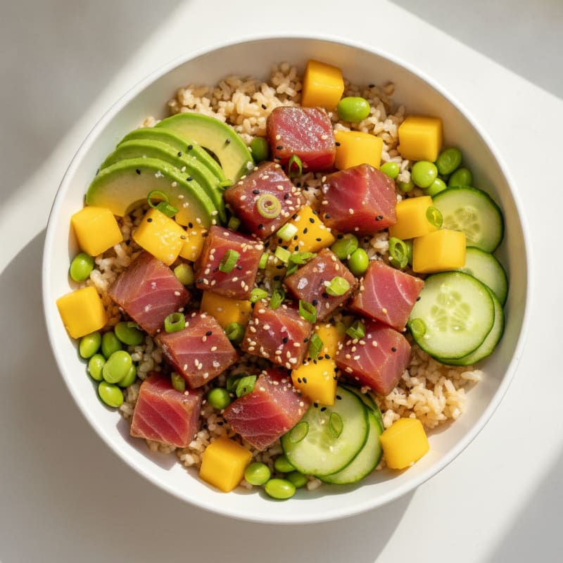 Ahi Tuna Poke Bowl with Tropical Fruit