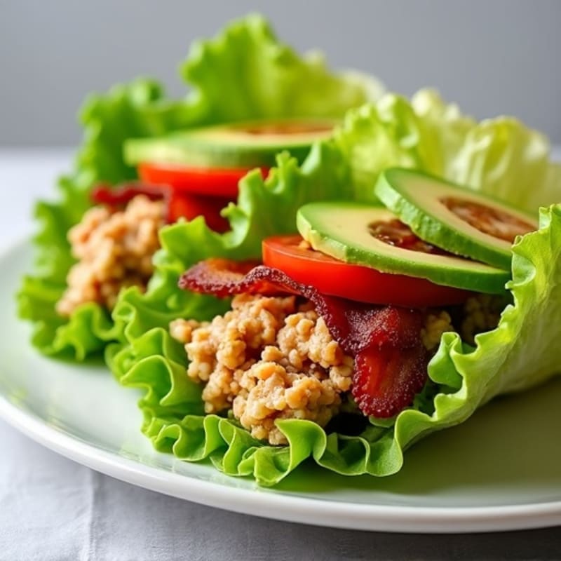 Lean Turkey and Crispy Bacon Lettuce Wraps with Fresh Avocado and Tomato