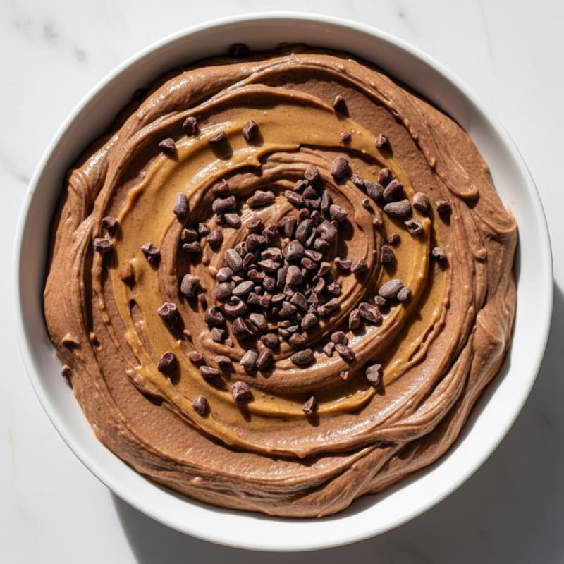 Chocolate Protein Mousse with Almond Butter Swirl