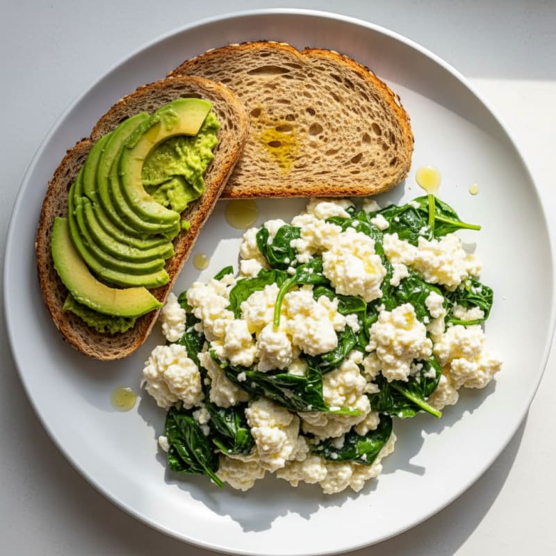 Egg White Scramble with Spinach and Cottage Cheese