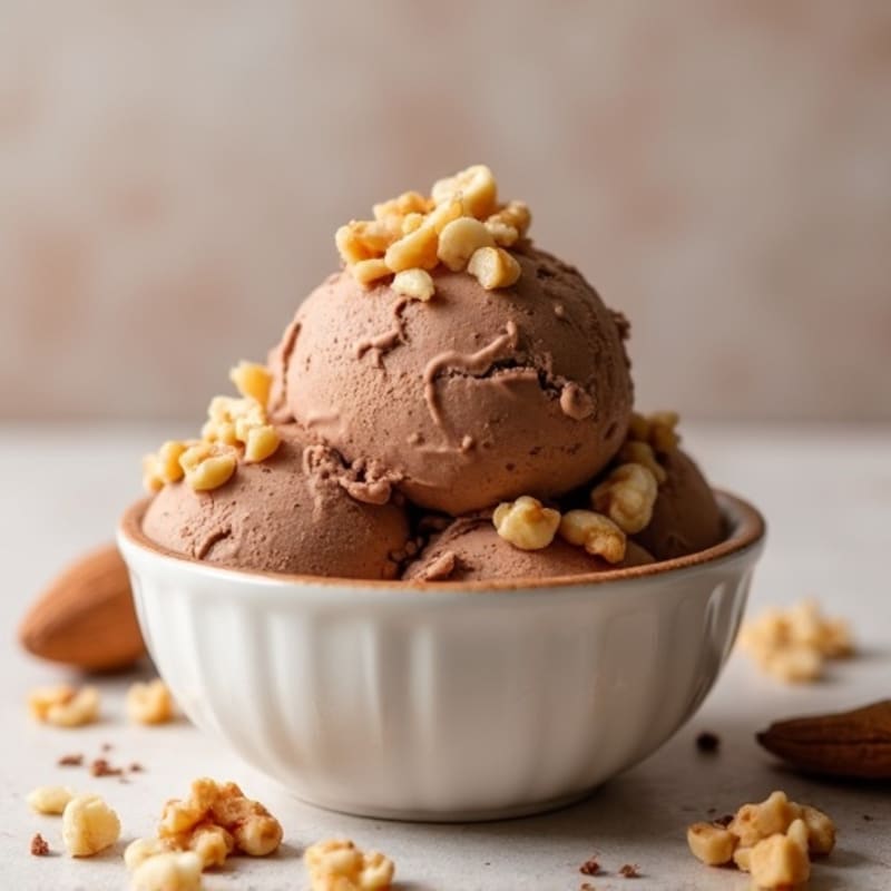 Chocolate Almond Nice Cream with Crunchy Walnuts