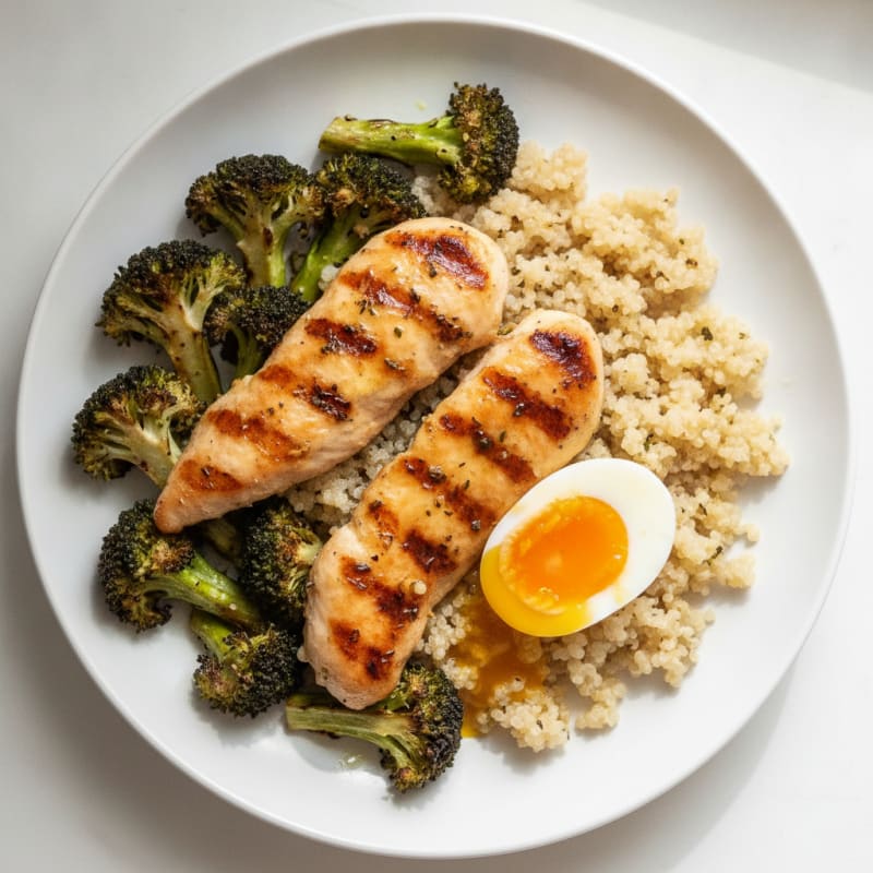 Grilled Chicken Tenders with Quinoa and Roasted Broccoli