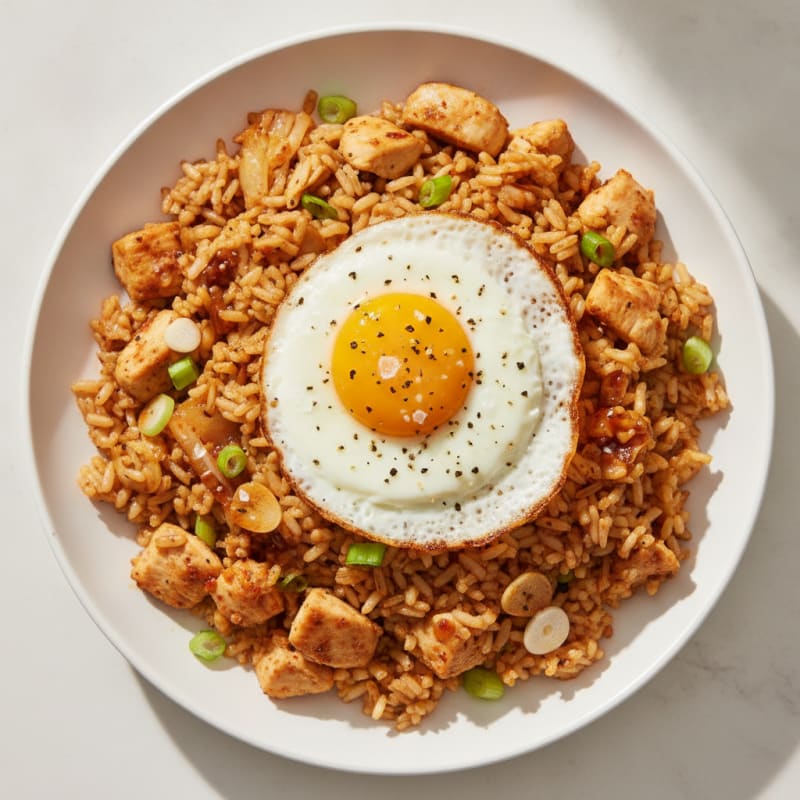 Kimchi Fried Rice with Fried Egg