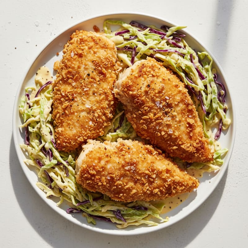 Crispy Buttermilk Fried Chicken with Zesty Slaw