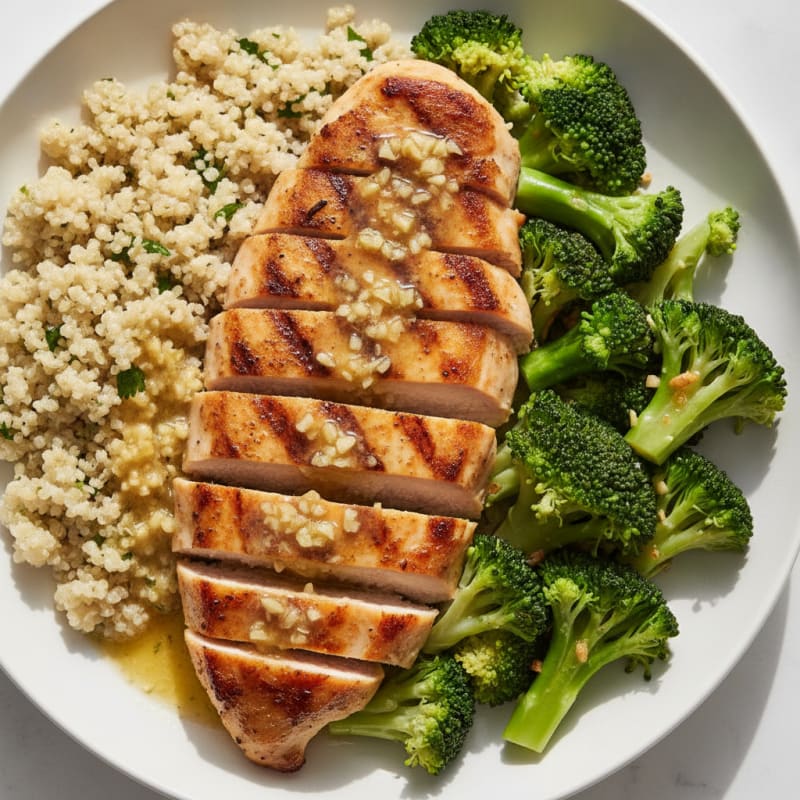 Grilled Chicken Breast with Quinoa and Steamed Broccoli