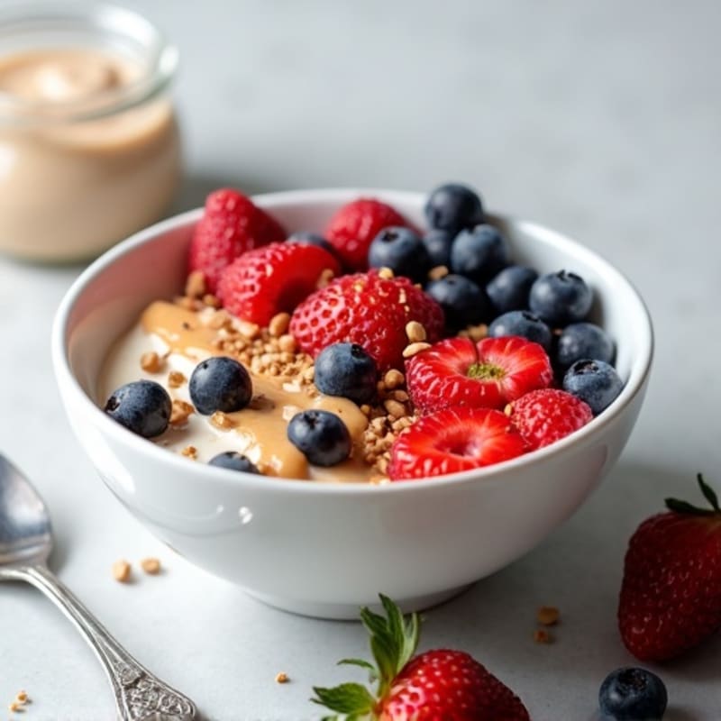 Greek Yogurt Protein Bowl with Mixed Berries and Almond Butter