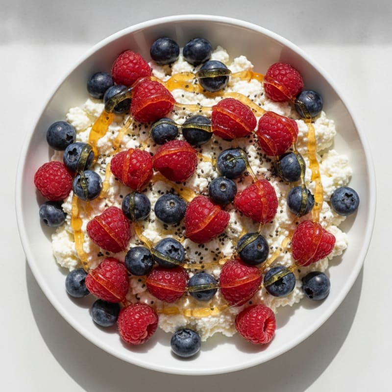 Cottage Cheese and Berry Protein Bowl with Chia Seeds