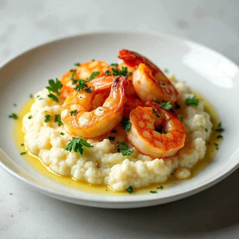 Garlic-Herb Seared Shrimp with Creamy Cauliflower Mash