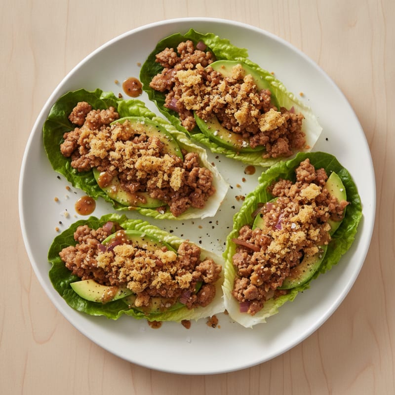 Savory Ground Turkey Lettuce Wraps