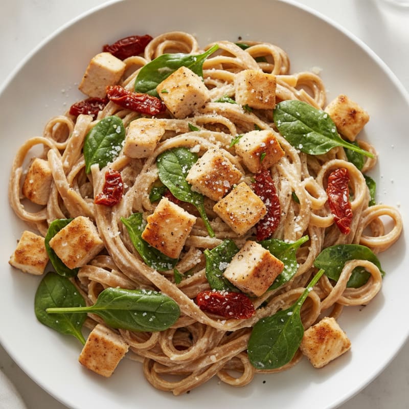 Chicken Alfredo Fettuccine with Sun-Dried Tomatoes